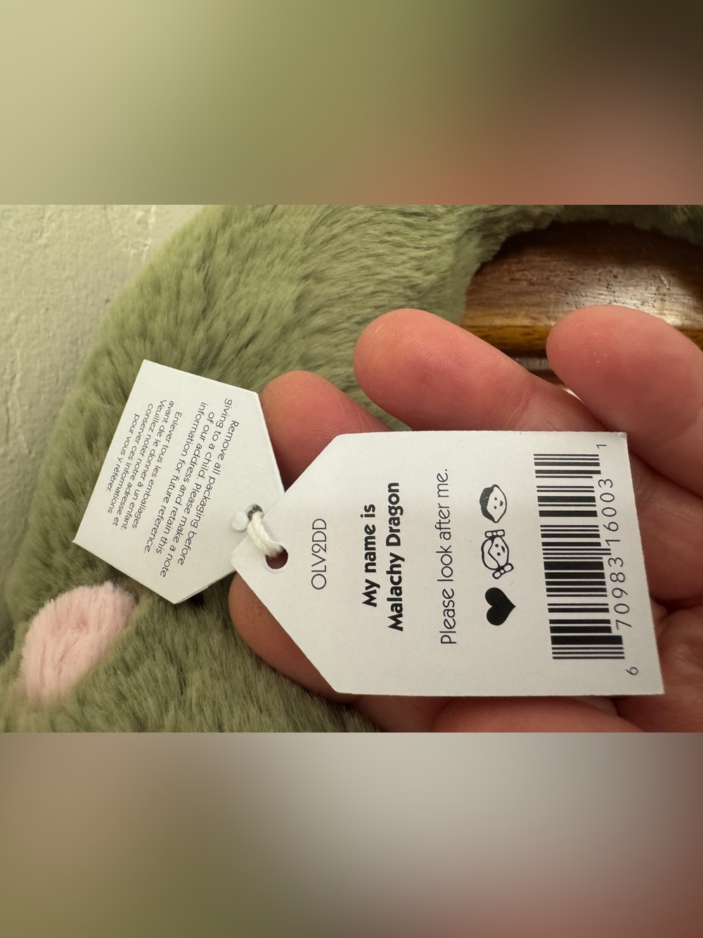 Jellycat Sage Green Reptile Plush with Pink Accents - Picture 8 of 9